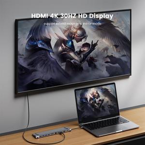 Hub USB <span class=keywords><strong>Adaptateur</strong></span> USB vers Type C 11 en 1 Port Ethernet compatible USB C vers <span class=keywords><strong>HDMI</strong></span> avec fente pour lecteur SD TF <span class=keywords><strong>VGA</strong></span> pour <span class=keywords><strong>Macbook</strong></span> Pro <span class=keywords><strong>Air</strong></span> Hub - Product Image 4