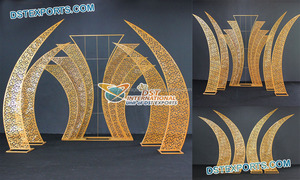 Vente en gros d'écrans arrière en métal pour scène de mariage à bas prix Accessoires en métal pour scène de mariage Murs arrière en métal doré pour cérémonie de mariage - Product Image 3