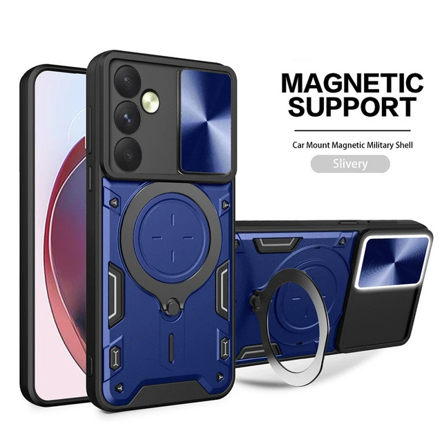 GSCASE Ring Stand Hybrid Phone Shell Cover for Samsung A55 5G Sliding Windows Camera Protect Case