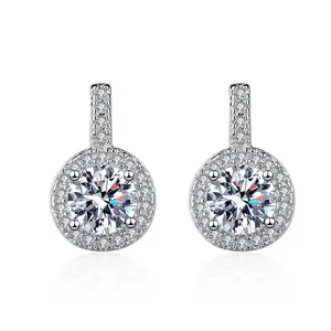 2022 New Trendy UMODE Ladies Jewelry Round Cubic Zirconia Cz 925 Sterling Silver Stud Earrings