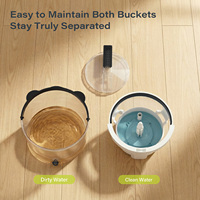 Homettler Best Sellers Ensemble Seau et Serpillère Écologique en Acier Durable avec Tige Télescopique, Taux d'Égouttage Élevé, Tampons de Serpillère Réutilisables pour Maison (Utilisation Sèche/Humide)