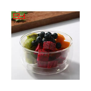 Cuenco centrífugo de vidrio transparente hecho a mano para horno <span class=keywords><strong>microondas</strong></span>, ensalada, fruta, helado - Product Image 1