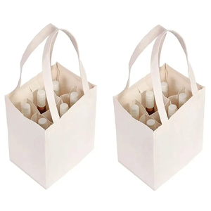 High Quality Extremely SturdyWashable 6 Bottle Wine Carrier Canvas Wine Gift Tote Bag - Product Image 1