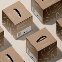 Olla arrocera eléctrica grande, cajas de correo de envío, tinta blanca impresa, papel Kraft corrugado fuerte, Mango en relieve, carpeta plegada