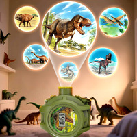 Montre en plastique avec projection de dinosaures, design amusant de dessin animé - Lampe torche électronique noire pour les enfants de 4 à 12 ans