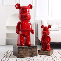 Décoration d'intérieur, design populaire, statue d'ours en fibre de verre grandeur nature, figurines noires de style cartoon