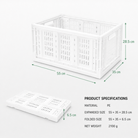 Caisse pliable en plastique à mailles avec couvercle pour le transport et le stockage de fruits et légumes, ventilée et pliable, vente en gros
