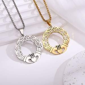 Collier en acier inoxydable avec pendentif en forme de cœur creux, série Viking, pendentif nœud <span class=keywords><strong>celtique</strong></span>, cadeau, nouveau design - Product Image 6