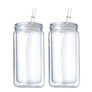 Vaso de Plástico PC de Doble Pared Ecológico y Duradero de 16oz con Diseño Moderno de Tarro Mason Acrílico, Portátil, con Serigrafía y Efecto Globo de Nieve - Product Image 3