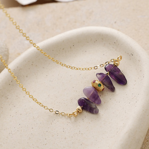 Collier pendentif en pierre naturelle en forme de larme, chaîne en or, pierre précieuse bleue, bijoux unisexes à la mode pour un usage quotidien et en voyage - Product Image 4