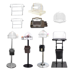 Présentoir de dégustation sur pied pour supermarché, avec poubelle intégrée, en PP de qualité alimentaire, noir transparent, table de dégustation <span class=keywords><strong>l</strong></span>égère - Product Image 1