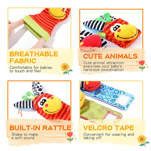 Juguetes Sensoriales Suaves de Alta Calidad con Certificación CE, Calcetines con Sonajero y Sonajeros de Muñeca para Bebés de 0 <span class=keywords><strong>a</strong></span> 6 Meses, Regalos - Product Image 6