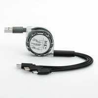 Individuelles Logo Schnelllade 3-in-1 Einziehbares USB-Kabel 3-in-1 Multifunktionales Lade- und Datenkabel für Smartphones