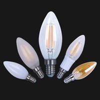 Bombilla LED de Filamento Vintage Candelabra C35 C35T B10 E12 E14 E26 E27 4W 5W 110V Blanco Cálido Regulable Base E14 4W