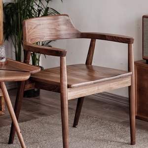 Silla Nórdica <span class=keywords><strong>de</strong></span> Madera Maciza Hiroshima Ash, Silla <span class=keywords><strong>de</strong></span> Comedor para Invitados, Restaurante, Oficina, Sala <span class=keywords><strong>de</strong></span> Reuniones, con Respaldo y Reposabrazos - Product Image 3