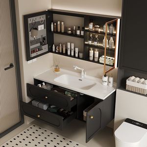 Meuble de salle de bain intégré en céramique, design français, avec lavabo intelligent intégré - Product Image 6