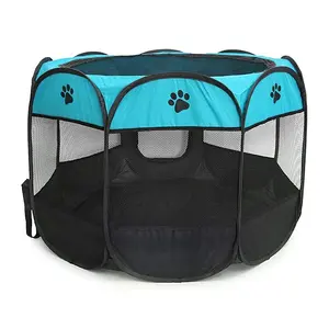 Bunnyhi pet004 נסיעות מקורה נייד נייד תרגיל kennel אוהל כלב לשחק אוהל חיות מחמד עם כיסוי רשת נשלפת