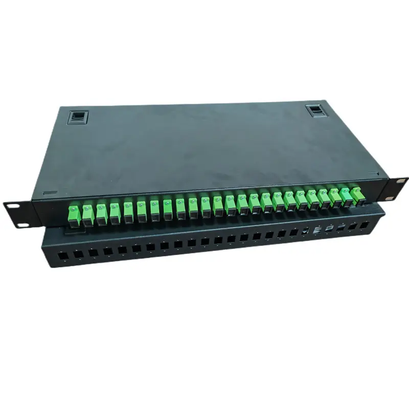 1U 24 Port Fiber Optic Patch Panel 19" rack Rackmount Fixed Type Terminal Box loaded with SC adapters