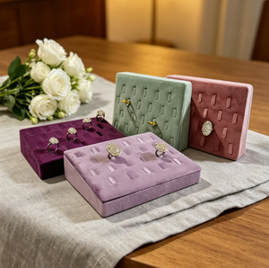 Caja de Lujo para Anillos de Franela con Ranuras, Colores Pastel para Exhibición de Joyería en Boutiques, Venta al por Mayor de Fábrica en Stock - Product Image 6