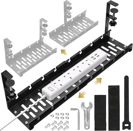 PC Cable Management Rack No Drilling Cord Organizer with Clamp for Desk