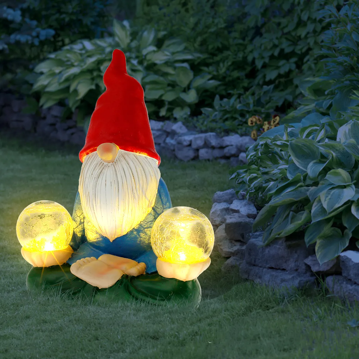 Estatua de resina con bola de luz para decoración de jardín al aire libre, ornamento de Gnomo, para jardín