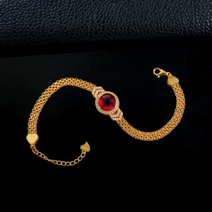 Cultivated <b>Ruby</b> <b>Bracelet</b> in 925 Silver Gold Plated - Product Image 3