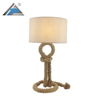 Vente en gros d'abat-jour en tissu LED décoratif américain rustique en métal personnalisé corde de chanvre lampe de table flexible moderne pour bureau de chevet et hôtel