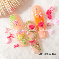 Accessoires pour ongles Saint-Valentin : Mini nœuds 3D mignons en résine, 6 compartiments, cœurs polyvalents, roses pour nail art