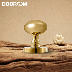 Kenop Pintu Bentuk Telur Kuningan Poles DOOROOM, MOQ 50 Set, Gagang Pintu Bulat Emas Grosir untuk Pintu Interior - Product Image 5