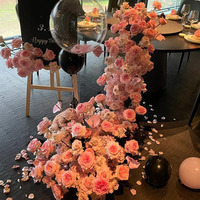 Bandes de fleurs artificielles en soie filée multicolores faites à la main, 100 cm, pour mariage, remise de diplôme, fête des mères, Noël, toile de fond