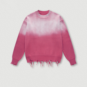 Felpa Vintage con Effetto Acid Wash, Taglio Corto, Sfumata e Invecchiata per Uomo, Maglione Lavorato a Maglia con Effetto Consumato - Product Image 6