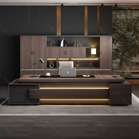 Bureau de Direction Modulaire en Bois CEO, Table de Bureau Exécutif Nouveau Design, Plateau Moderne Noyer et Gris, Ensemble Bureau et Chaise