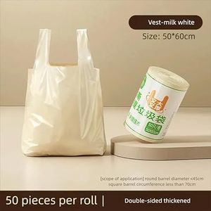 <b>Large</b> Handheld Kitchen Trash Bags for Home, Thickened Vest Style, Leak Proof, Milky White, Suitable Daily Waste Storage - Product Image 4