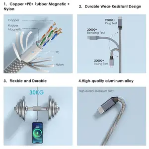 ใหม่ 1M 100Wการดูดซึมแม่เหล็กUsb CถึงประเภทCแม่เหล็กข้อมูลชาร์จสายUsb C Chargerแม่เหล็กสายUsb Fastชาร์จสายไฟ