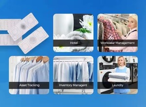 Leinen management UHF-Wäsche marken aus gewebtem Stoff Unterstützung QR-<span class=keywords><strong>Code</strong></span>/Seriennummer Drucken von RFID-Wäsche etiketten - Product Image 6