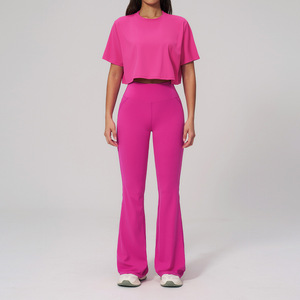 Conjuntos de <span class=keywords><strong>Yoga</strong></span> al por Mayor: Camisetas Holgadas, Pantalones Acampanados de Cintura Alta con Efecto Levanta Glúteos, Atuendos Casuales para Fitness y <span class=keywords><strong>Yoga</strong></span>, Ropa Deportiva - Fabricante - Product Image 5
