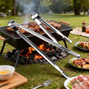9.8'' 15.6'' INCH Kitchen <strong>Tongs</strong> Stainless Steel Cooking Food <strong>Tongs</strong> Outdoor Barbeque Grilling <strong>Salad</strong> Fish Thick Steak - Product Image 2