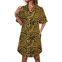 Robe chemisier ample et respirante pour femme, style cubain, motif tribal polynésien Elei, haute qualité, vente en gros