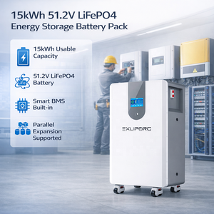 Paquete de Baterías de Almacenamiento de Energía Vertical 15 kWh 51.2 V LiFePO4 con BMS para Proyectos ESS, Compatible con Inversor - Product Image 1