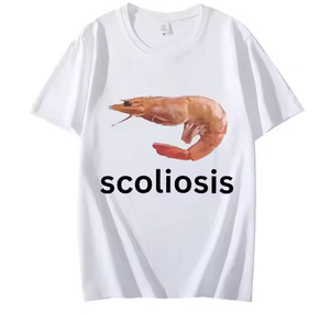 स्कोलियोसिस मजाकिया झींगा मेम टी शर्ट यूनिसेक्स फैशन आकस्मिक टी-शर्ट गर्मियों की छोटी आस्तीन टी शर्ट - Product Image 3