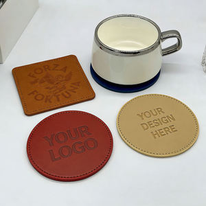 Wholesale Custom Logo Leather <b>Coaster</b> Waterproof Heat Resistant PU Leather <b>Drink</b> <b>Coaster</b> for Coffee Bar Hotel Table - Product Image 1