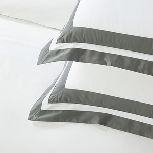 Alenhome Okara Duvet Cover <strong>Set</strong> 100% Cotton Sateen Contrasted Panel Border Soft Luxury Breathable Duvet Cover <strong>Set</strong> - Product Image 4