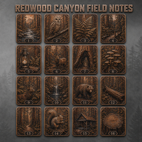 Carte de collection en métal 3D Redwood Canyon, carte artistique sur le thème de la nature, de la forêt et de la faune, en métal doré, argenté ou noir, souvenir, médaille, cadeau