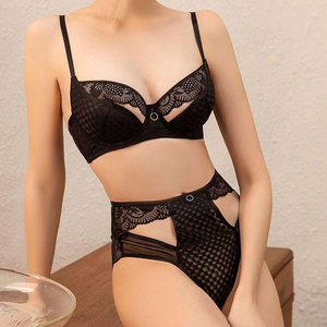 Lencería Sexy de Alta Calidad para Mujeres Maduras, Conjunto de Brasier y Panties Romántico con Encaje en Contraste, Corte Alto y Sensual - Product Image 3