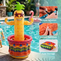 Seau à glace gonflable pliable écologique en forme d'ananas avec jeu de lancer d'anneaux pour la décoration de fête estivale à la plage