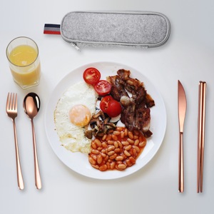 Camping Tableware Reusable Stainless Steel Travel Cutlery Straw Set With Case - Product Image 5