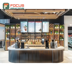 Vitrina Comercial para Café con Frente de Vidrio, Estante para Pastelería, Base de Nogal, Vitrina para Tienda - Product Image 3