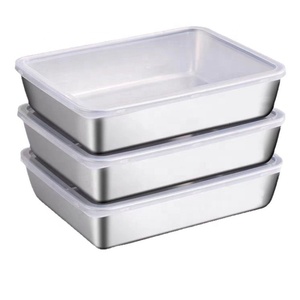 Boîtes à légumes modernes en acier inoxydable avec couvercle, contenants de rangement pour aliments et repas pour le camping - Product Image 1