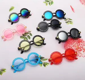 Little Bee Cute Child Sunglasses Round Frame Baby Eyewear With UV400 Lenses Fashionable Street Shoot Face For Girls