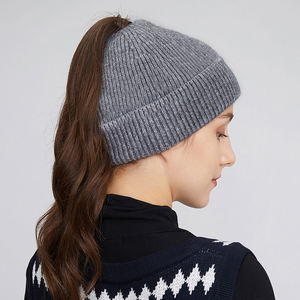 Berretto a coda di cavallo RTS per donna berretto a chignon alto e disordinato con foro a coda di cavallo caldo invernale in maglia di lana berretto con cappuccio - Product Image 2